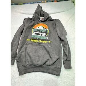 Happy Camper Women Hooded Sweatshirt Size Small With Extra Pouch Gray LNC Form10